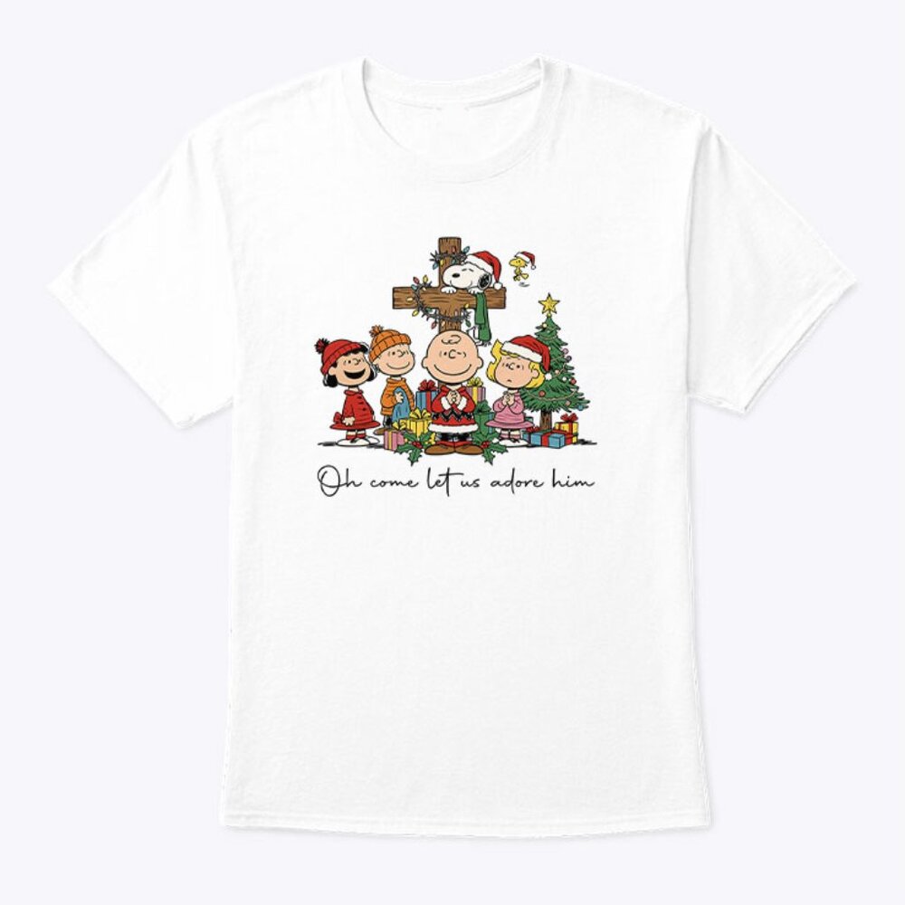The Peanuts Christmas Christian Oh Come Let Us Adore Him T Shirt 73
